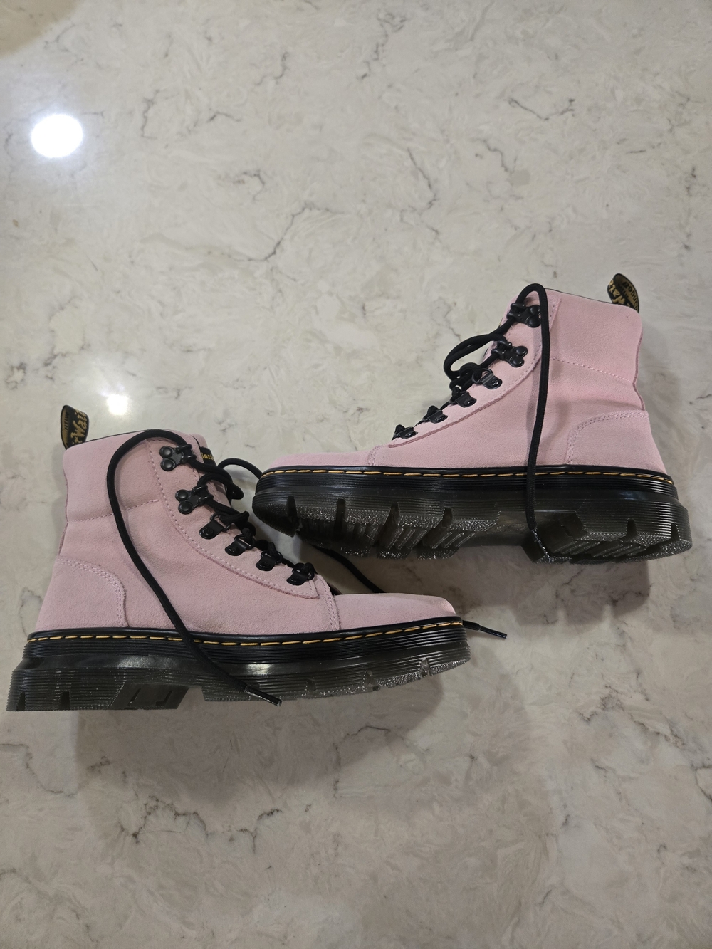 Dr. Martens Pink Suede Lace-Up Combat Boots 8-8.5 New!!! - Picture 3 of 11
